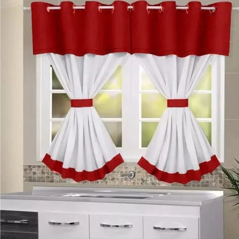 cortina de cozinha com bandô 2.00x1.40 promoção