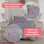 Kit Colcha Cobre Leito Casal Padrão 3 Peças Boutis Estampado Dupla Face Patchwork Azul