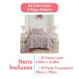 Kit Colcha Cobre Leito Casal Padrão 3 Peças Boutis Estampado Dupla Face Patchwork Azul