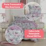 Kit Colcha Cobre Leito Casal Padrão 3 Peças Boutis Estampado Dupla Face Patchwork Azul