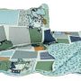 Kit Colcha Cobre Leito Casal Padrão 3 Peças Boutis Estampado Dupla Face Patchwork