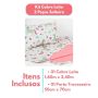 Kit Colcha Cobre Leito Casal Padrão 3 Peças Boutis Estampado Dupla Face Patchwork