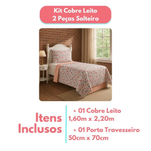 Kit Colcha Cobre Leito Casal Padrão 3 Peças Boutis Estampado Dupla Face Patchwork