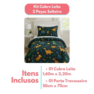 Kit Colcha Cobre Leito Casal Padrão 3 Peças Boutis Estampado Dupla Face Patchwork