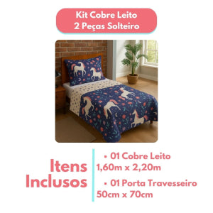 Kit Colcha Cobre Leito Casal Padrão 3 Peças Boutis Estampado Dupla Face Patchwork