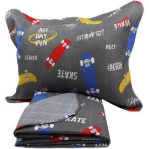 Kit Colcha Cobre Leito Casal Padrão 3 Peças Boutis Estampado Dupla Face Patchwork