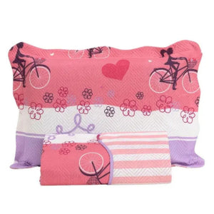 Kit Colcha Cobre Leito Casal Padrão 3 Peças Boutis Estampado Dupla Face Patchwork