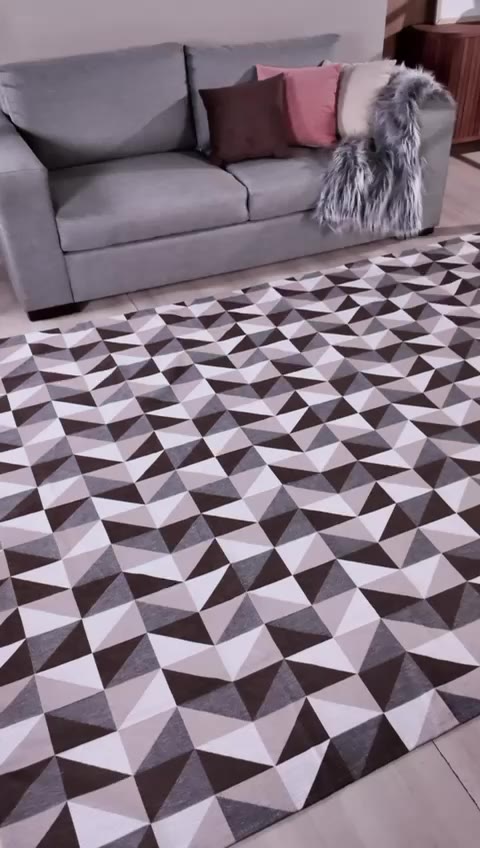 Tapete Promoção 2,50 M X 2,00 M Sala Quarto Escritório Antiderrapante Geométrico Quadriculado