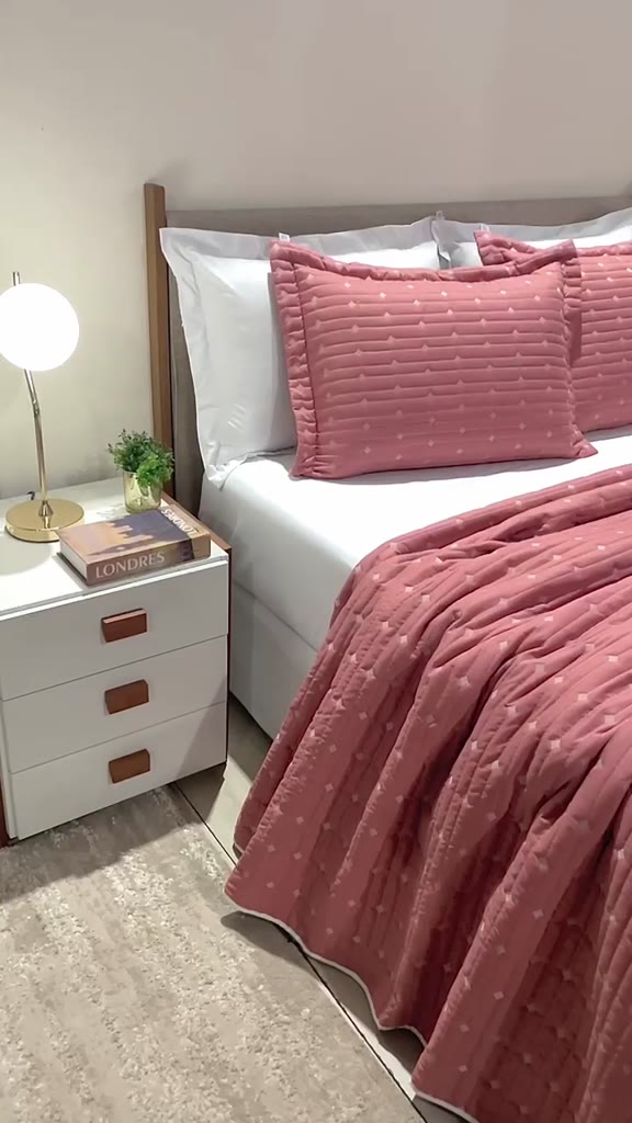 Cobre Leito 3 Peças CASAL Percal 200 Fios Decor Dupla Face