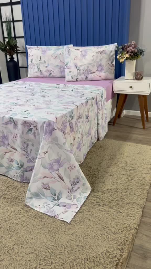 Jogo De Cama Lençol Casal 4 Peças Percal 100% Algodão