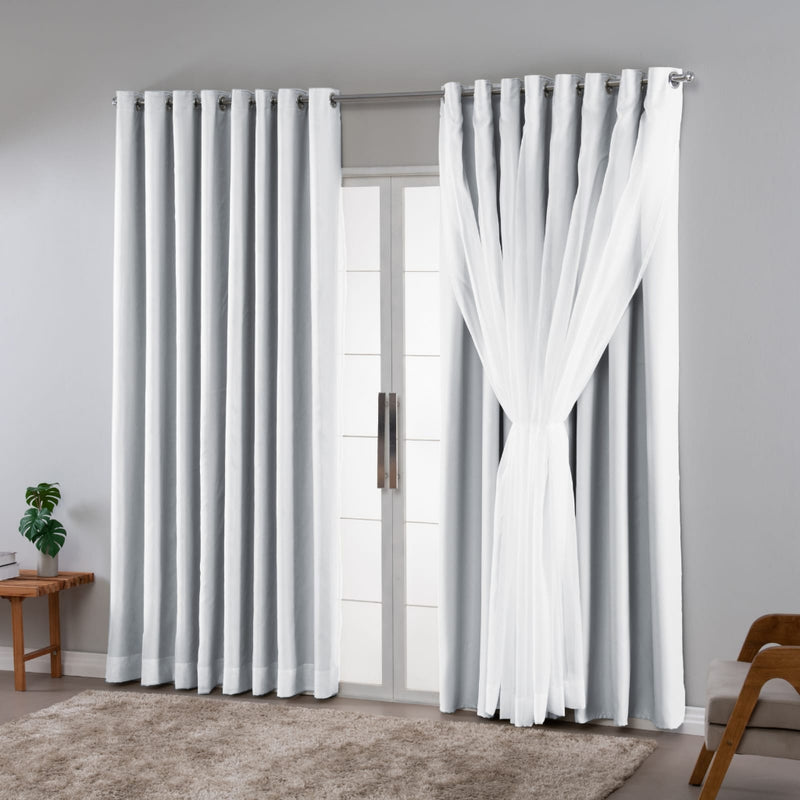 cortina blackout tecido com voil 2.50x2.40 sala/quarto