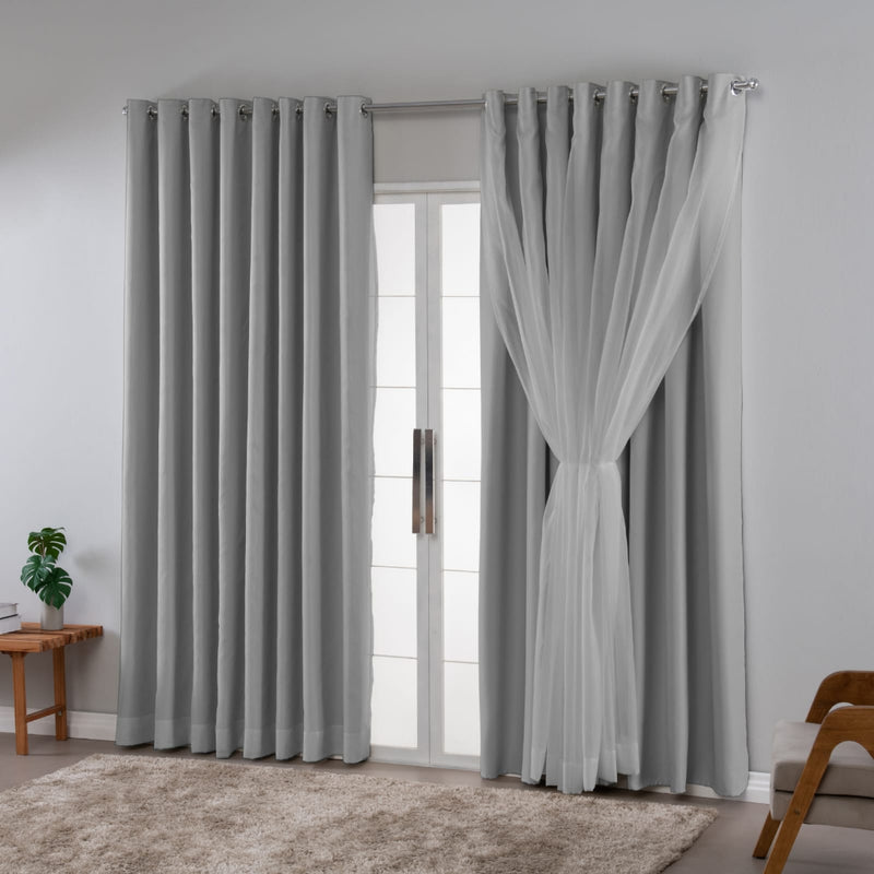 cortina blackout tecido com voil 2.50x2.40 sala/quarto