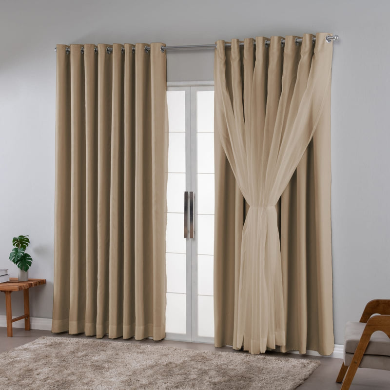 cortina blackout tecido com voil 2.50x2.40 sala/quarto