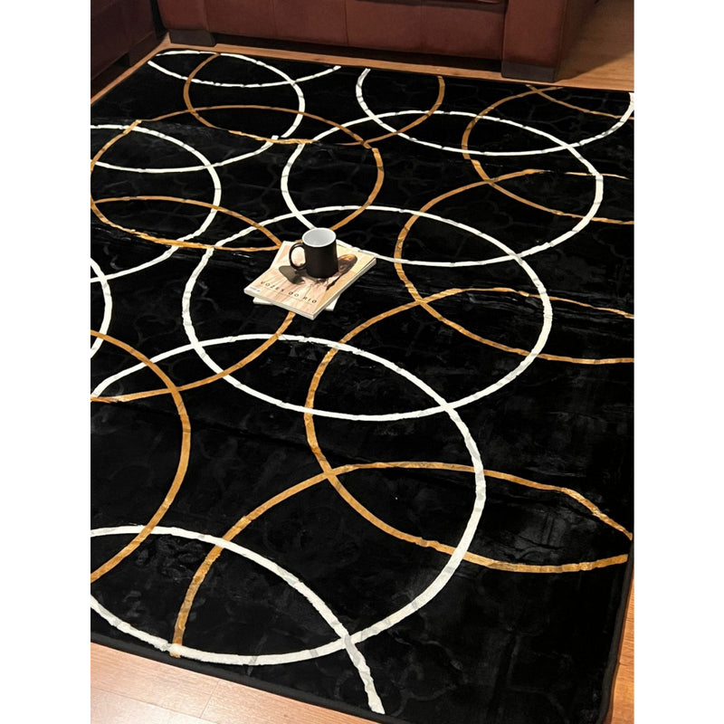 Tapete Sala Quarto Geomético 1,95x2,40 Mt Antiderrapante Ins Flannel Grande Estampado