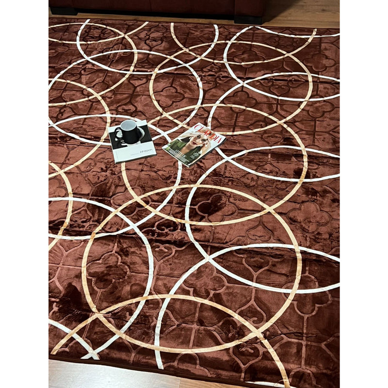 Tapete Sala Quarto Geomético 1,95x2,40 Mt Antiderrapante Ins Flannel Grande Estampado