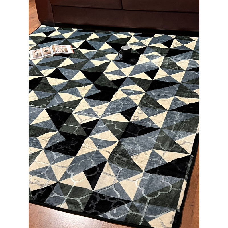 Tapete Sala Quarto Geomético 1,95x2,40 Mt Antiderrapante Ins Flannel Grande Estampado