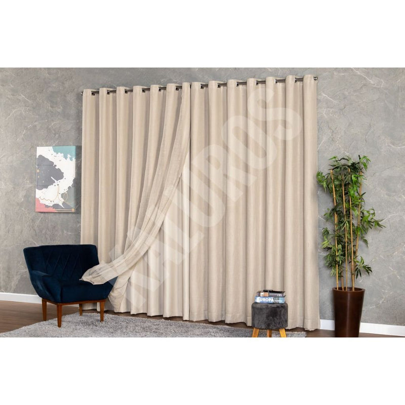 Cortina Voil Gaze de Linho 4,00x2,80/2,50/2,30 C/ Forro Blackout Grosso Original