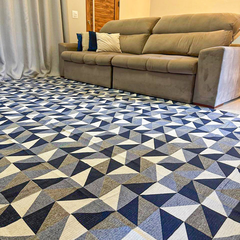 Tapete Promoção 2,50 M X 2,00 M Sala Quarto Escritório Antiderrapante Geométrico Quadriculado