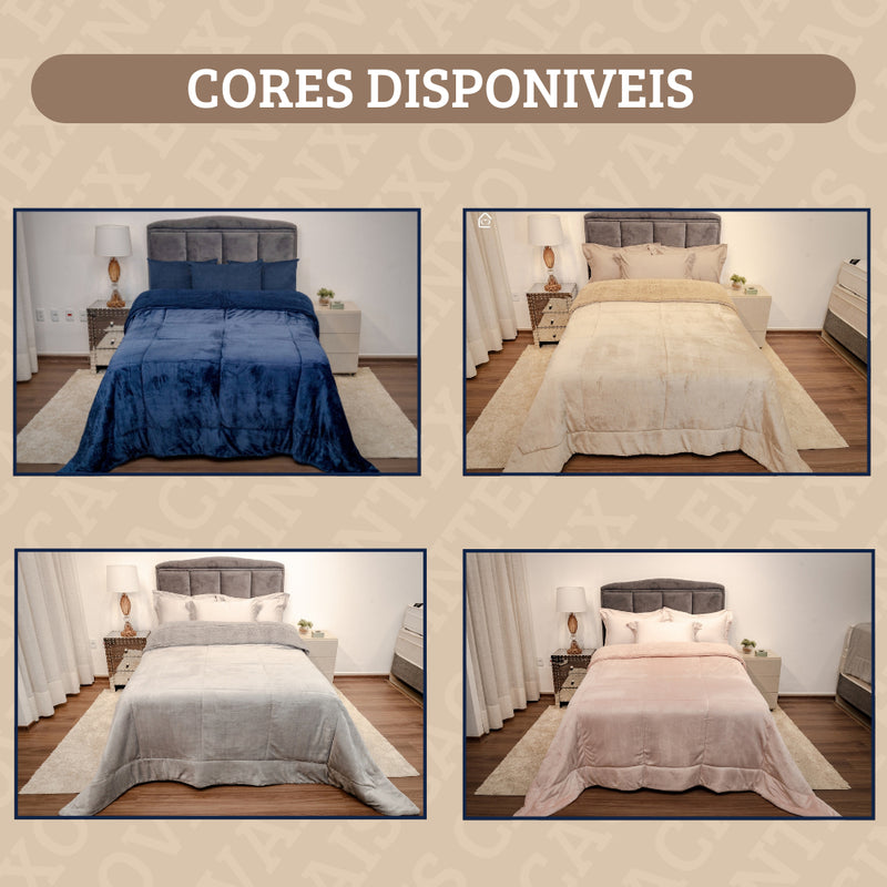 Coberdrom Cobertor Casal Queen King Sherpa 600 Fios Lã de Pele de Carneiro Dupla Face Inverno Frio