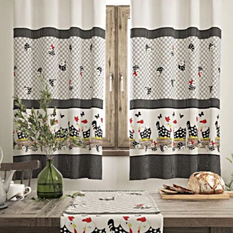 Cortina De Cozinha Para Vitro casa e decoração 200cm X 130cm - CAFÉ ROSA