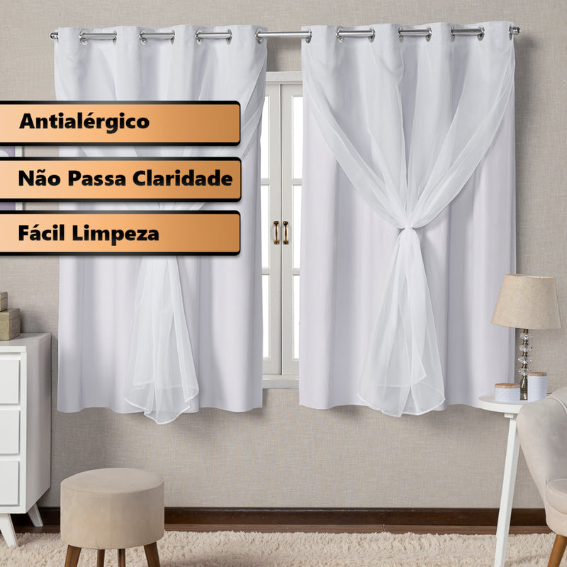Cortina Corta Luz 100% Blackout de Voil  2,20m x1,30m Cores Variadas