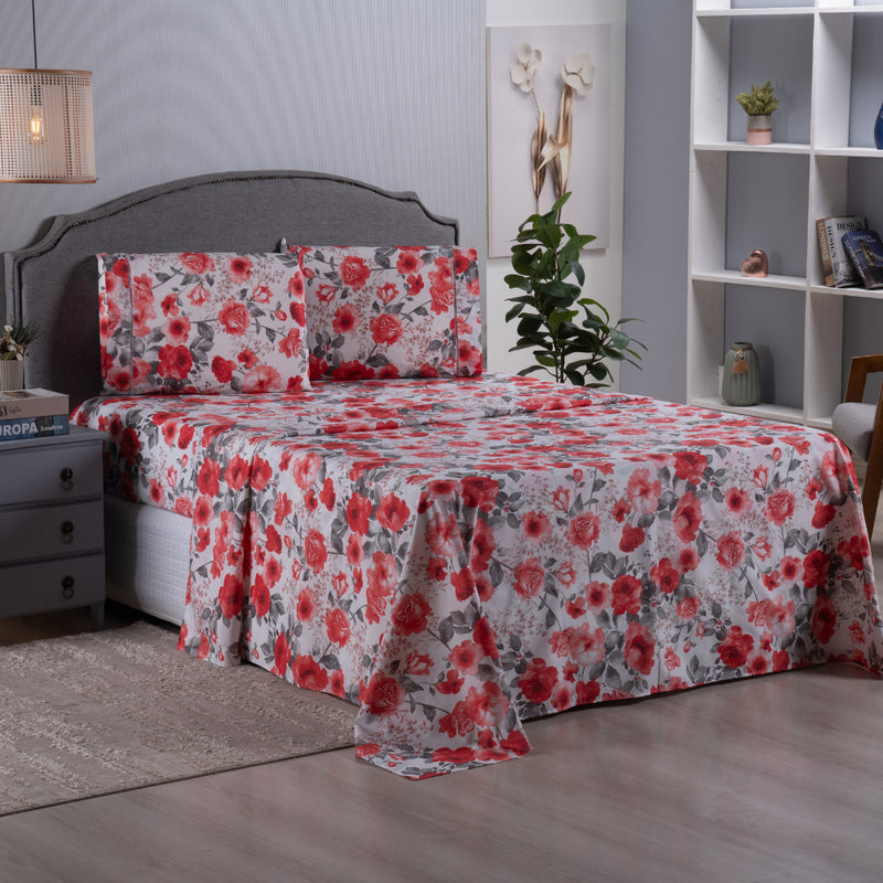 Jogo de Lençol Casal Queen 4 Peças Estampado Algodão Cama Box
