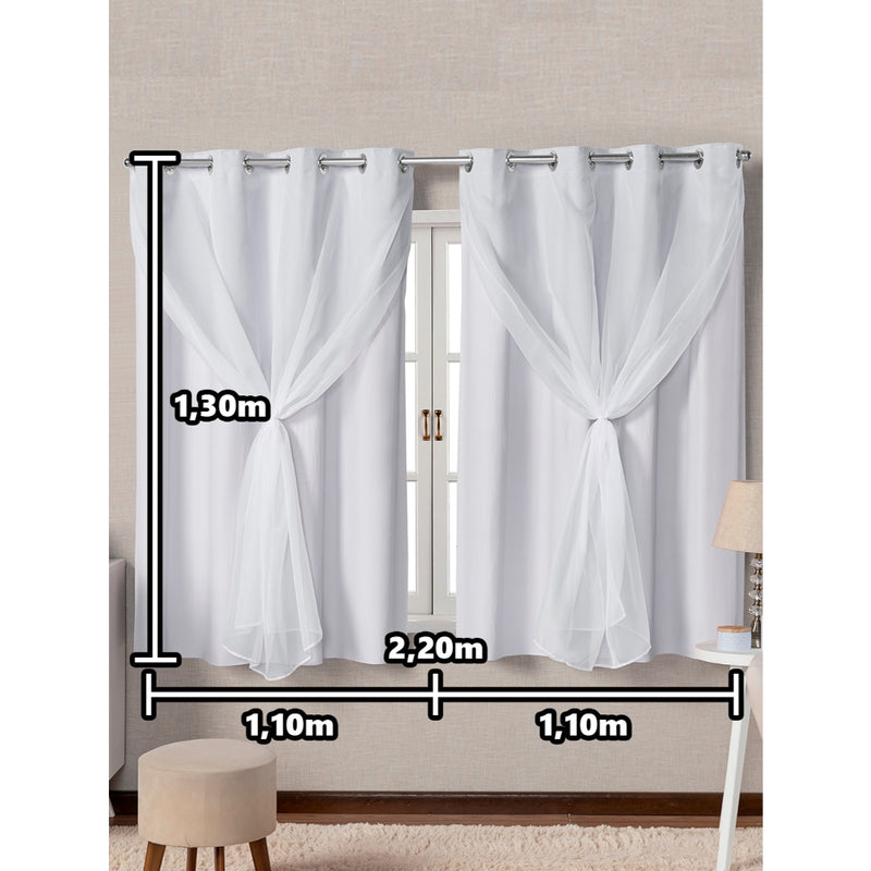 Cortina Corta Luz 100% Blackout de Voil  2,20m x1,30m Cores Variadas