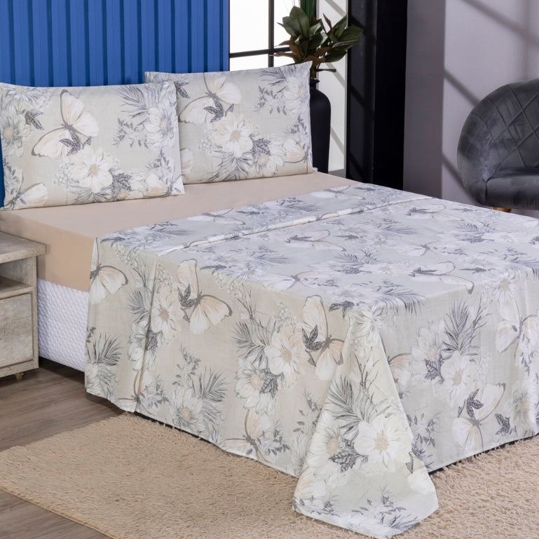 Jogo De Cama Lençol Casal 4 Peças Percal 100% Algodão