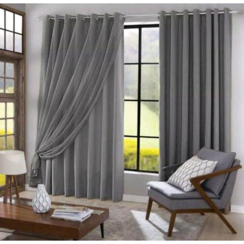 Cortina Blackout PVC Com Tecido voil Liso Sala e Janela 3,00  De Largura × 2,60 ALTURA PROMOÇÃO