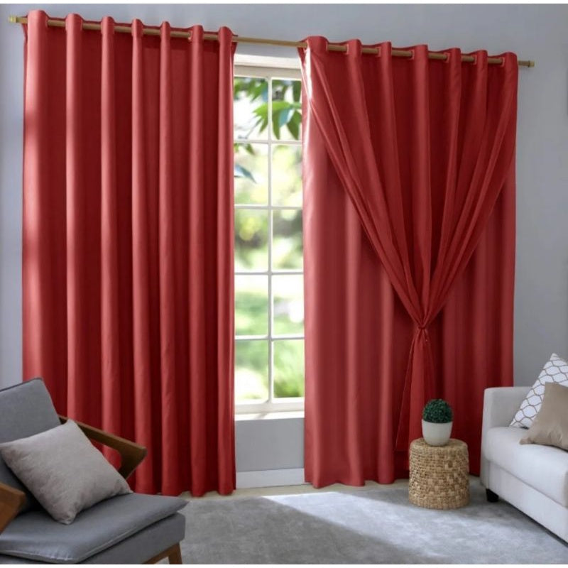 Cortina Blackout PVC Com Tecido voil Liso Sala e Janela 3,00  De Largura × 2,60 ALTURA PROMOÇÃO