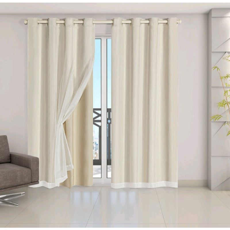 Cortina Blackout PVC Com Tecido voil Liso Sala e Janela 3,00  De Largura × 2,60 ALTURA PROMOÇÃO