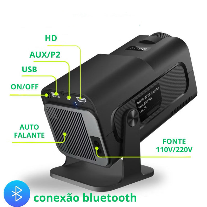 Projetor Hy320 Android Wi-fi Hd 390 Ansi Espelhamento celular